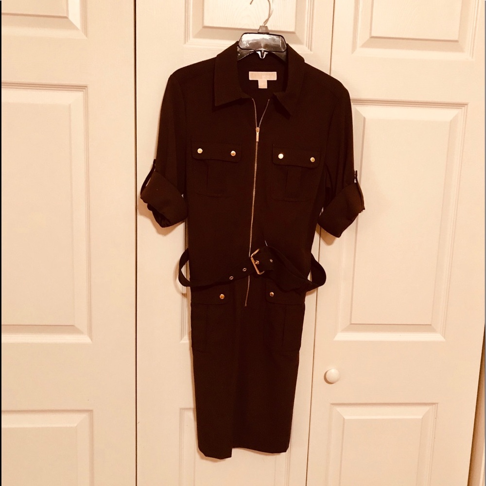 Michael Kors front zip dress with belt